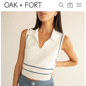 OAK & FORT Sleeveless collared knit tank